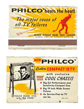 Philco Electronics 2 Vintage Matchbook Unused Unstruck Book Advertising Matches picture