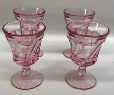 4 Fostoria Jamestown Pink Swirl Twist 4oz. Juice Wine Glasses Goblets  4-3/8
