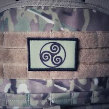 Celtic Triskelion Irish Knot OD Green 2x3 Tactical Hook Backed Military Patch  picture
