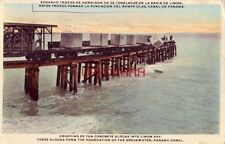 25 TON CONCRETE BLOCKS DROP IN LIMON BAY, BASE OF PANAMA CANAL BREAKWATER 1932 picture