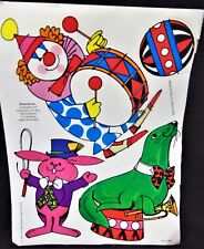 Vintage Circus Stick-Ons 1974 Large Stickers Our Way Studios Seal Bunny 10x13