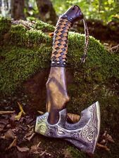 CUSTOM HAND FORGED Carbon Steel Viking Axe VALHALLA Axe Throwing Norse W/Sheath picture