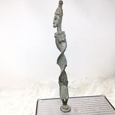 African Tribal Art Dogon Mali Cast Bronze Standing Man & Woman Pair 12.5”H Twist picture