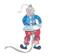 Kurt Adler Clown Pull String  Ornament Toy Vintage Wood picture