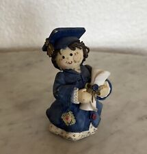 Vintage Enesco Brunette Rag doll Girl Graduate Figurine Diploma Blue Rare 3