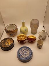 Collection of Japanese Pottery Porcelain Vases Bowls Vintage Sake Cups picture