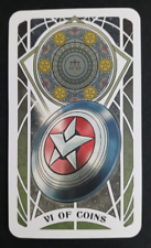 2023 Marvel Tarot Card By Lily McDonnell Captain America's Shield 6 Of Coins picture