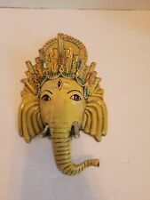 NewHead of Ganesh Resin Mask Hand Carved from Nepal 11 inch Yellow picture