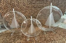 3 ENGRAVED SCHOONER GLASS DIMENSIONS 6 5 4 INCH ILLUSION LAMPS ESSEX MA USA picture