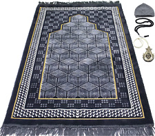 Turkish Islamic Velvet Prayer Rug - Thick Wide Soft Praying Carpet for Men & Wom picture