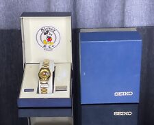 Vintage Women's Sunburst Gold Tone Seiko Mickey Mouse Watch Very Rare Month Day picture