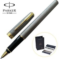 Excellent Parker Sonnet Rollerball Pen Grey Grid Gold Clip With 0.5mm Black Ink picture