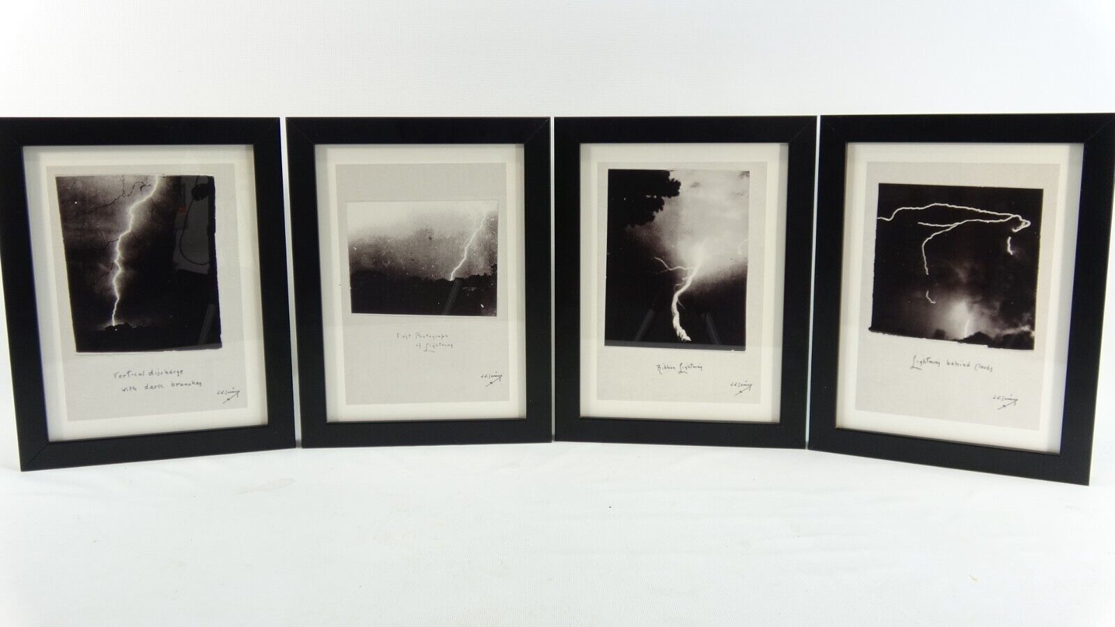 George Eastman House First Photograph of Lightning 4 Picture Black Framed Set