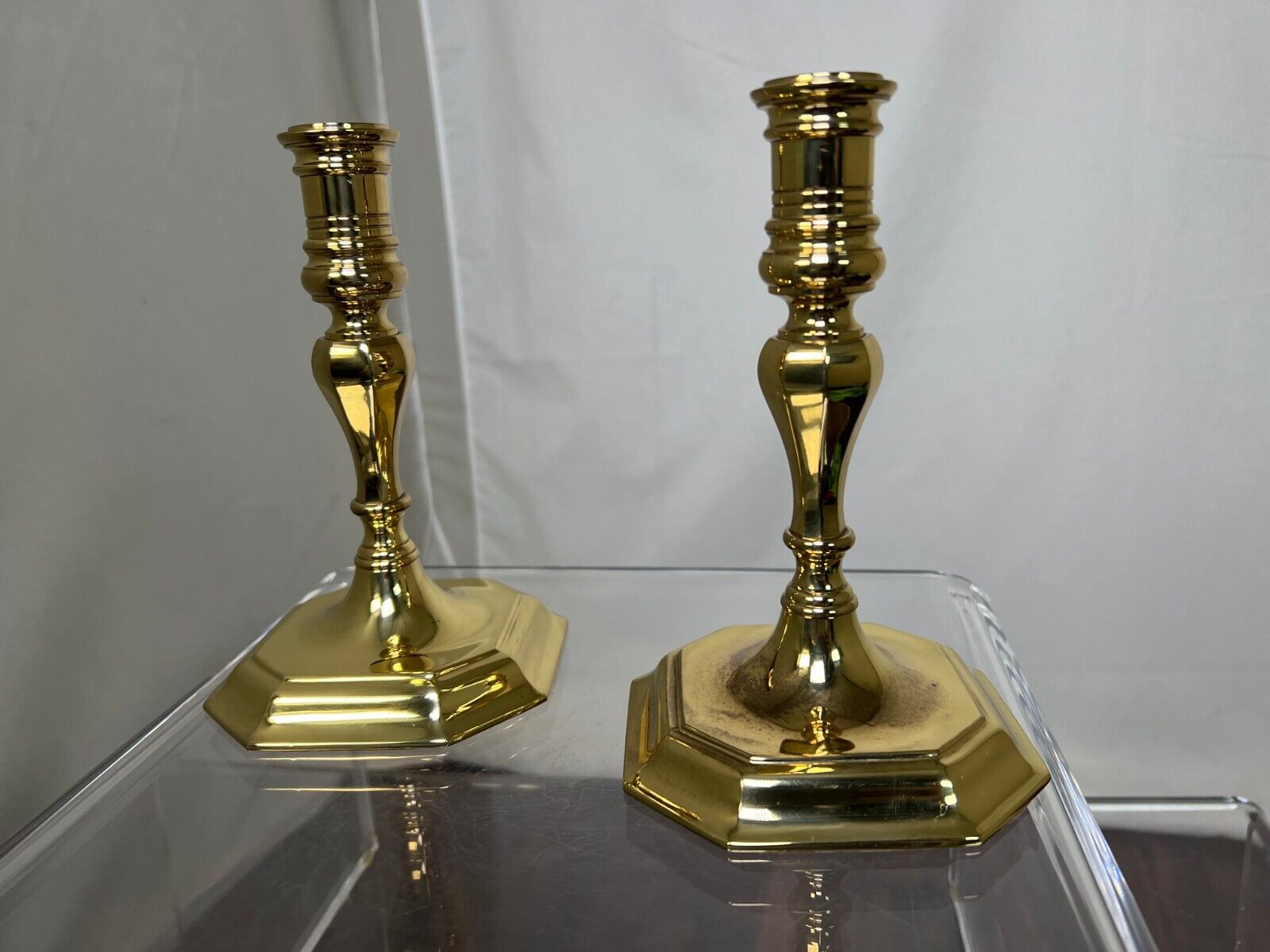Set of 2 Baldwin Brass Candlestick Holders 6.5 in. Forged In USA