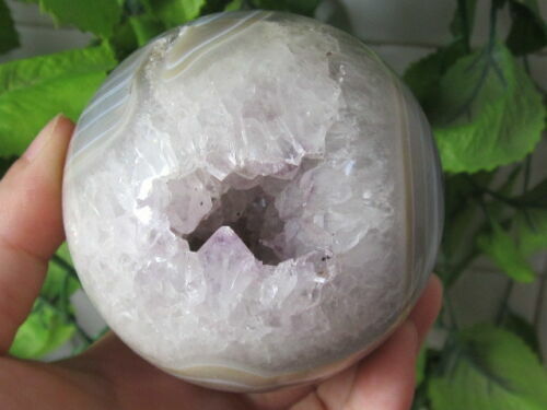 608g AAA++ TOP Amethyst AGATE Quartz Crystal Geode Sphere Ball