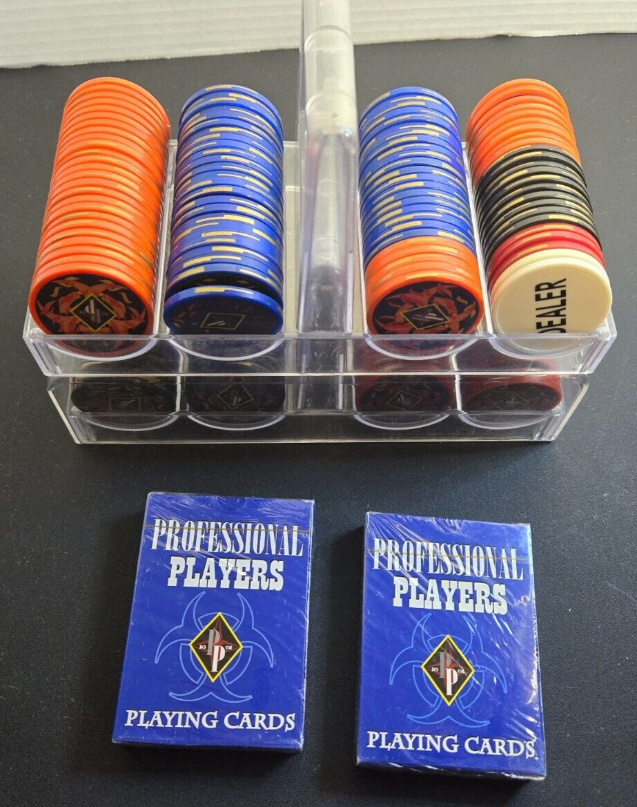 Professional Player 197 CT Poker Chip Set with Double Decker Case & Cards
