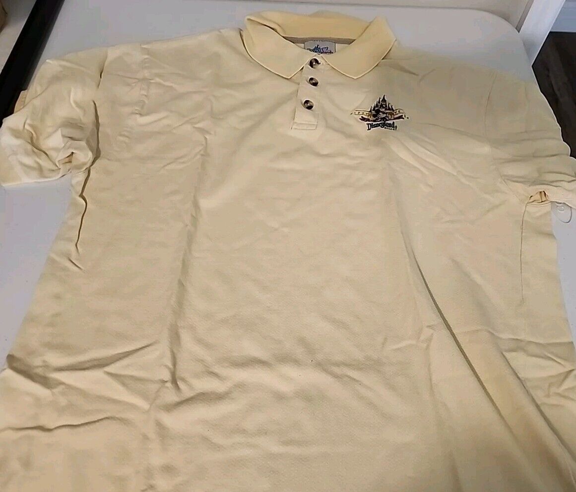 Vtg Disneyland Resort 50th Year Ann. Est 1955 Polo Shirt Men's Size L Yellow
