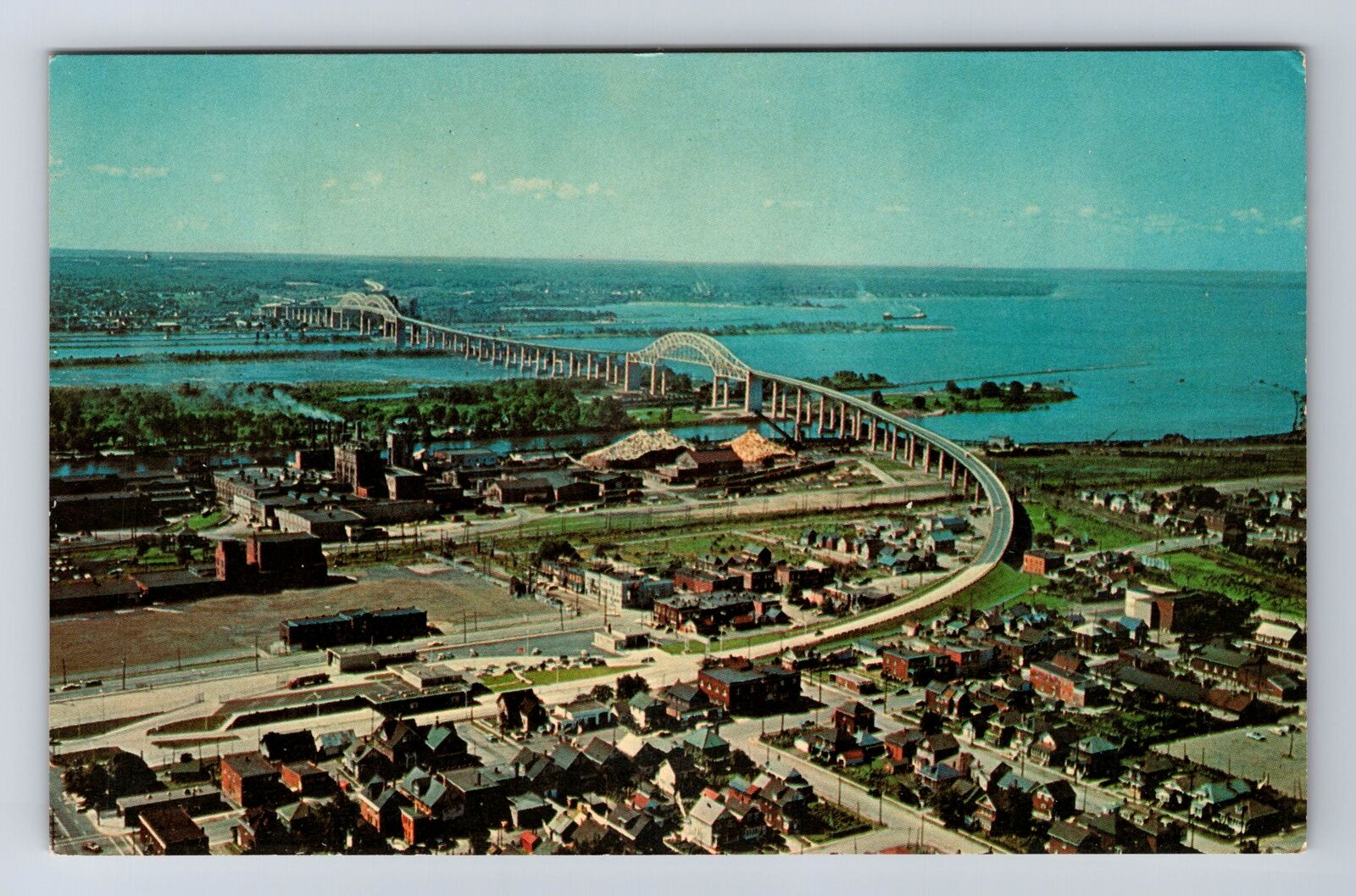 Sault Ste Marie Ontario-Canada, International Bridge, Vintage Postcard