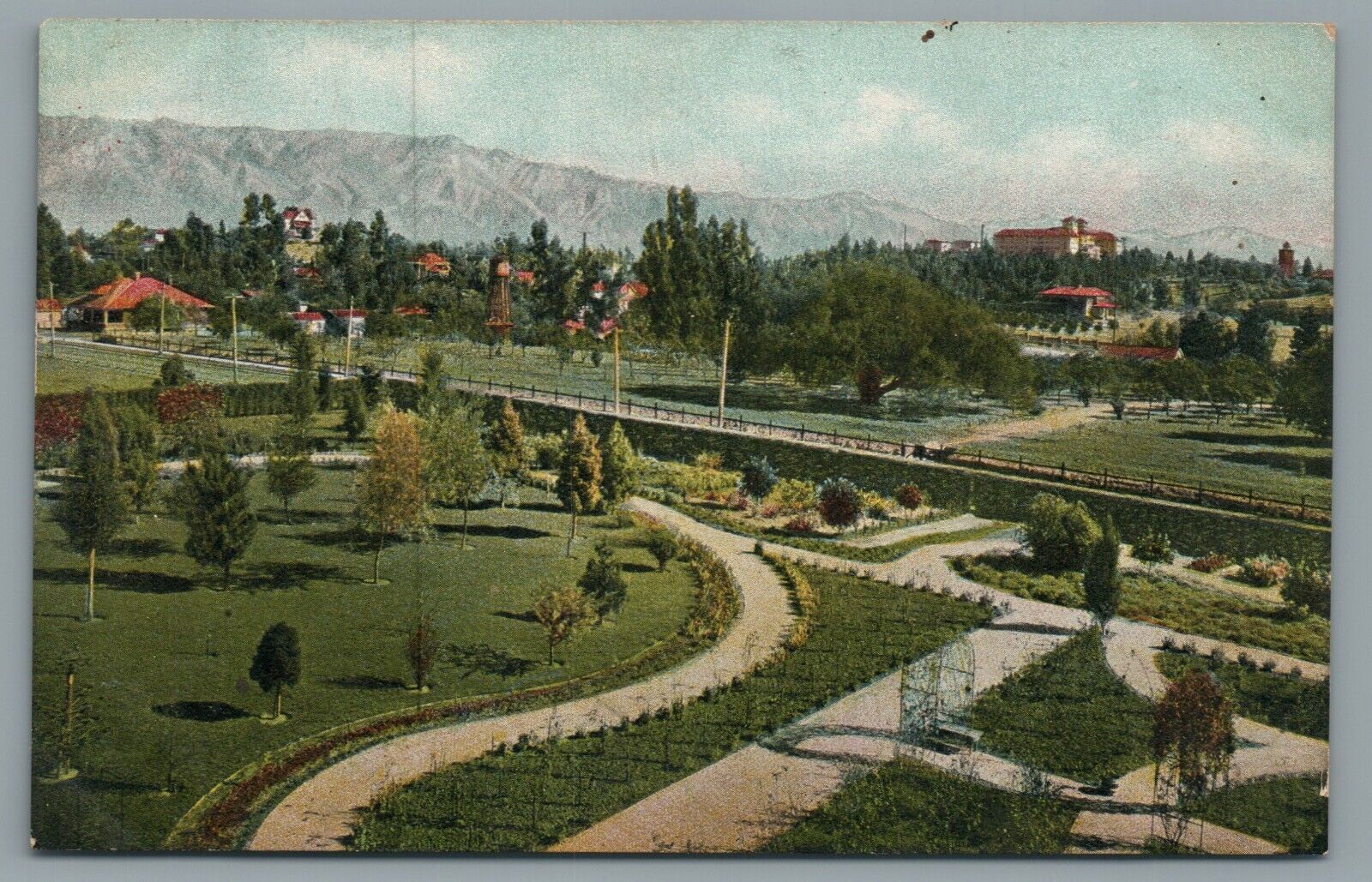 Allerton’s Garden, South Pasadena, Looking Towards The Raymond Vintage Postcard