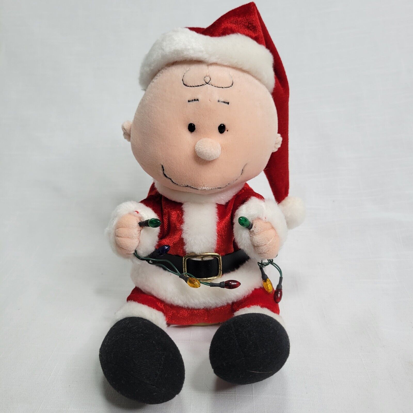 Gemmy Peanuts Charlie Brown Santa Musical Plush Christmas Lights Decoration 