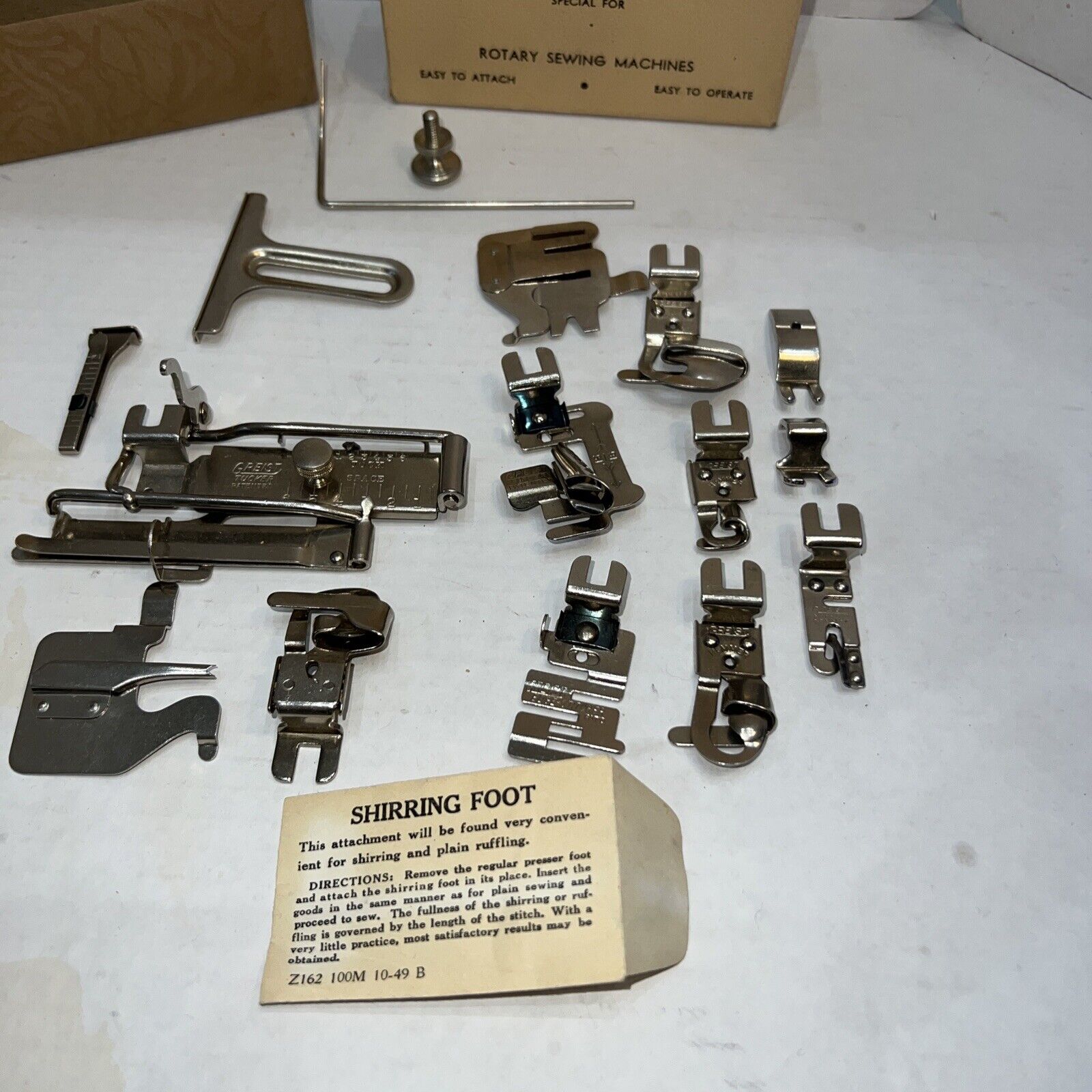 Vintage Greist Mfg Co Sewing Attachments For Rotary Sewing Machines 16 Pieces