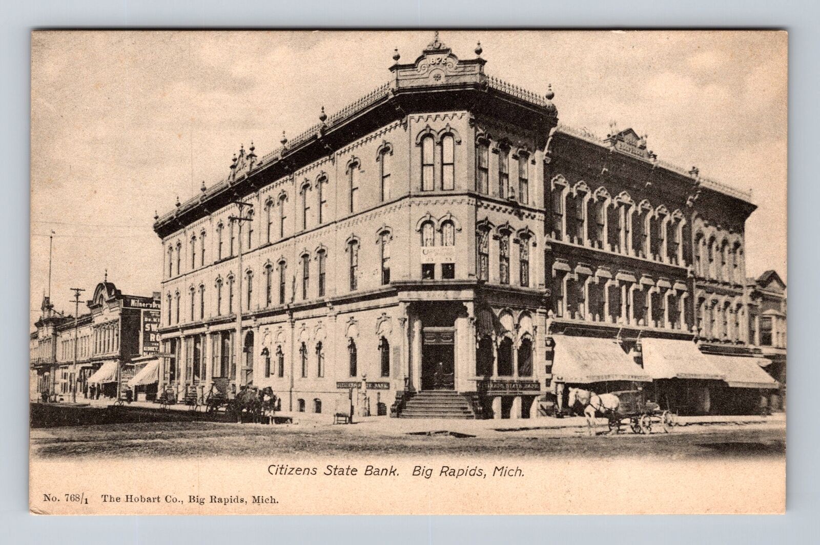 Big Rapids MI-Michigan, Citizens State Bank, Antique, Vintage Postcard