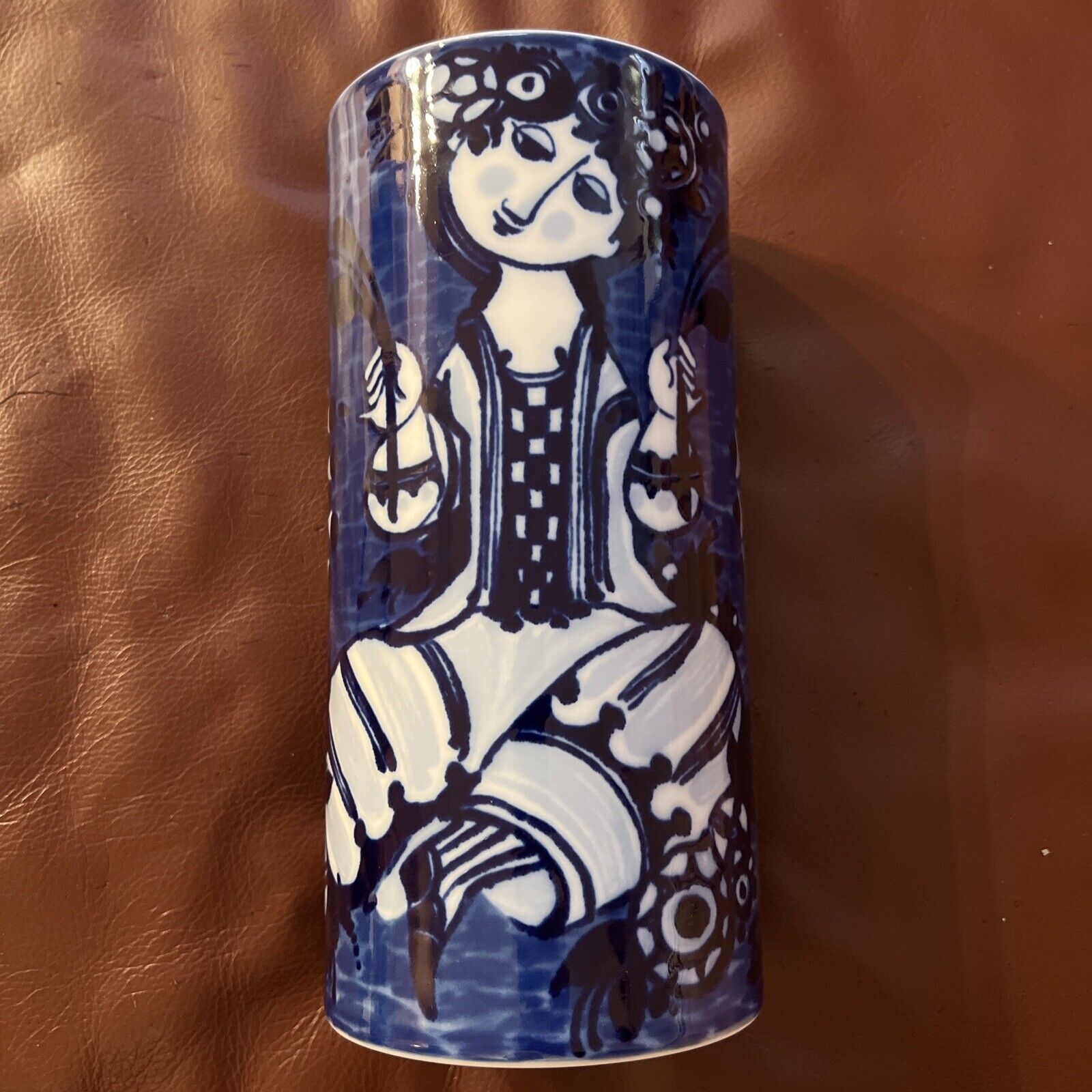 Bjorn Wiinblad for Rosenthal Mid Century Modern Blue Studio Line Porcelain Vase