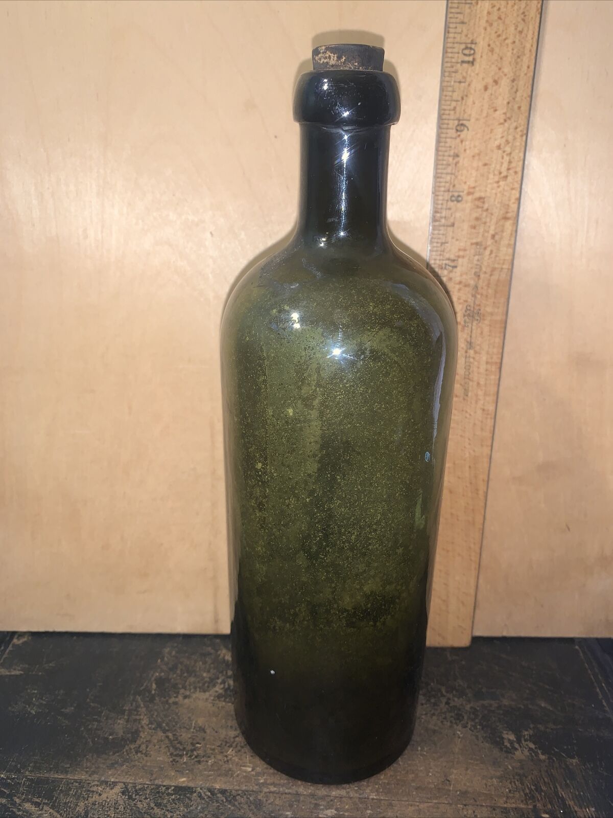 1890s Antique Vintage Hunyadi Janos Saxlehners Bitterquelle Bottle olive green 