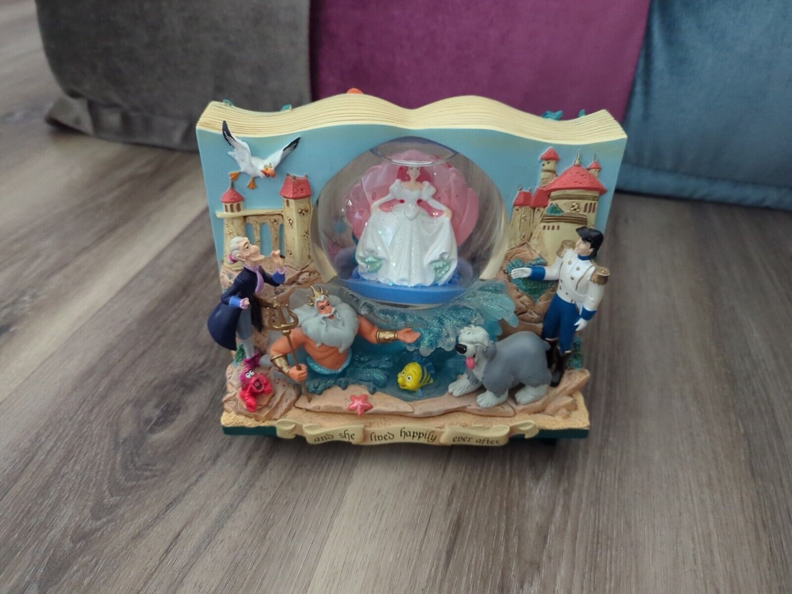 Disney Little Mermaid Storybook Double Sided Musical Under The Sea Snow Globe 