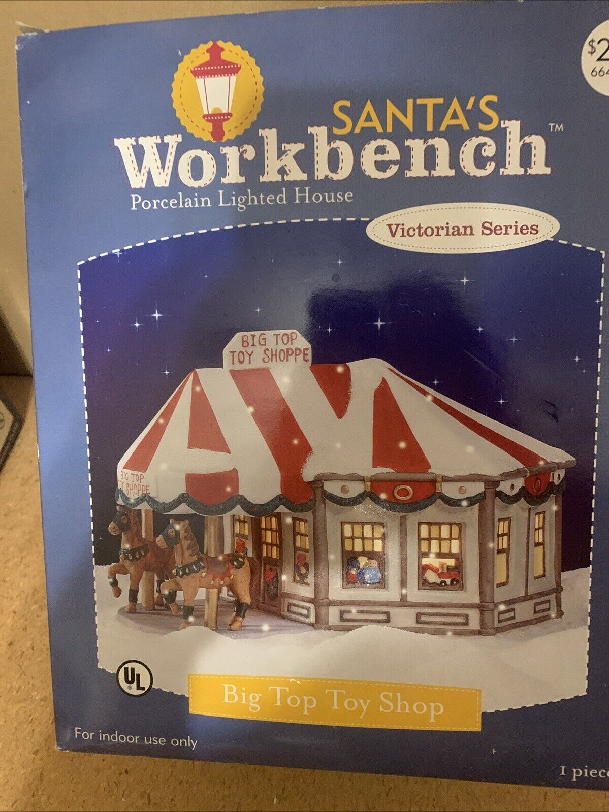Santa’s Workbench Big Top Toy Shop Lighted Porcelain House Victorian Series 2003