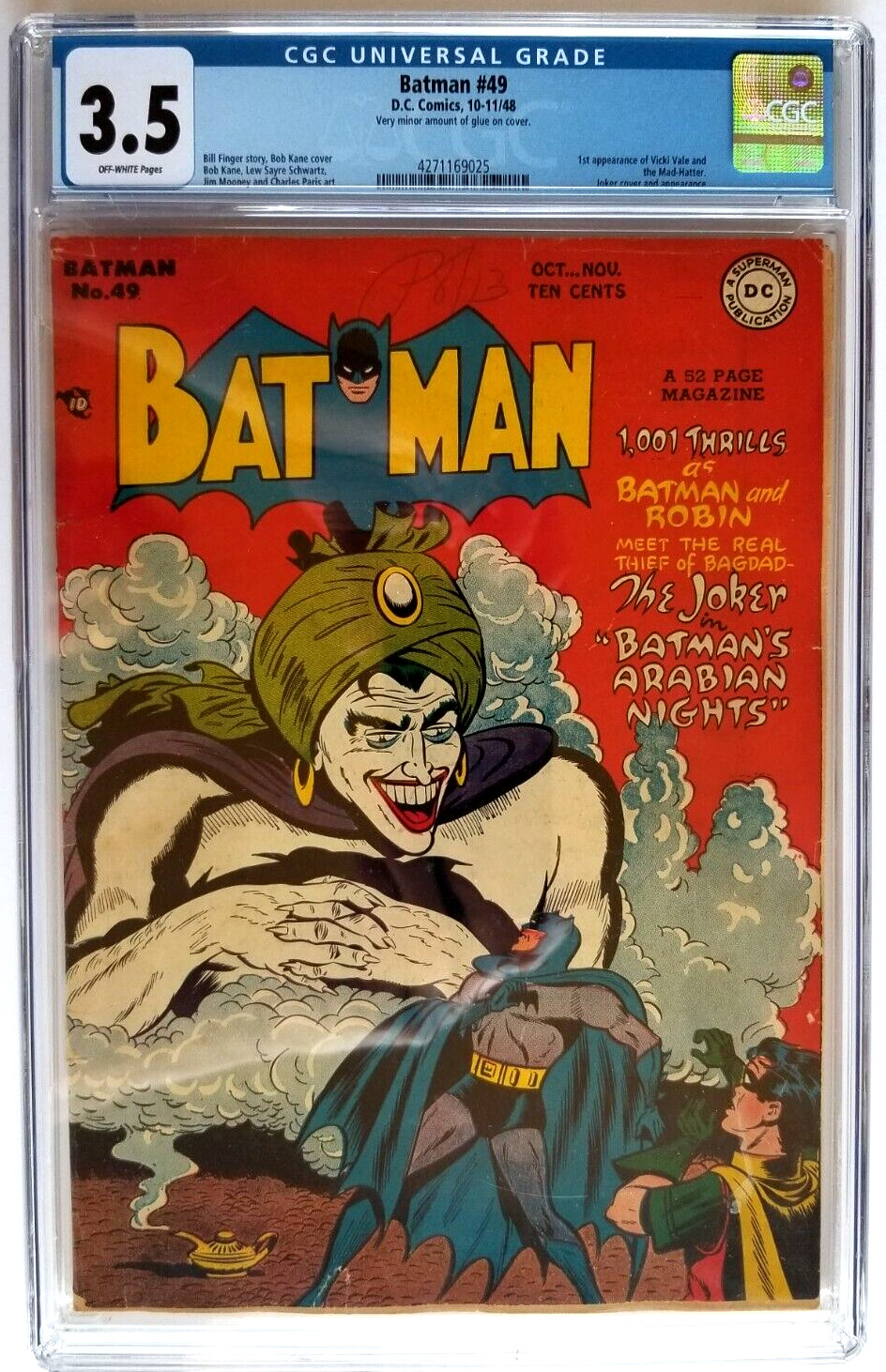 BATMAN #49 CGC VG- 3.5 DC 1948 1ST APPEARANCE OF VICKI VALE & THE MAD HATTER