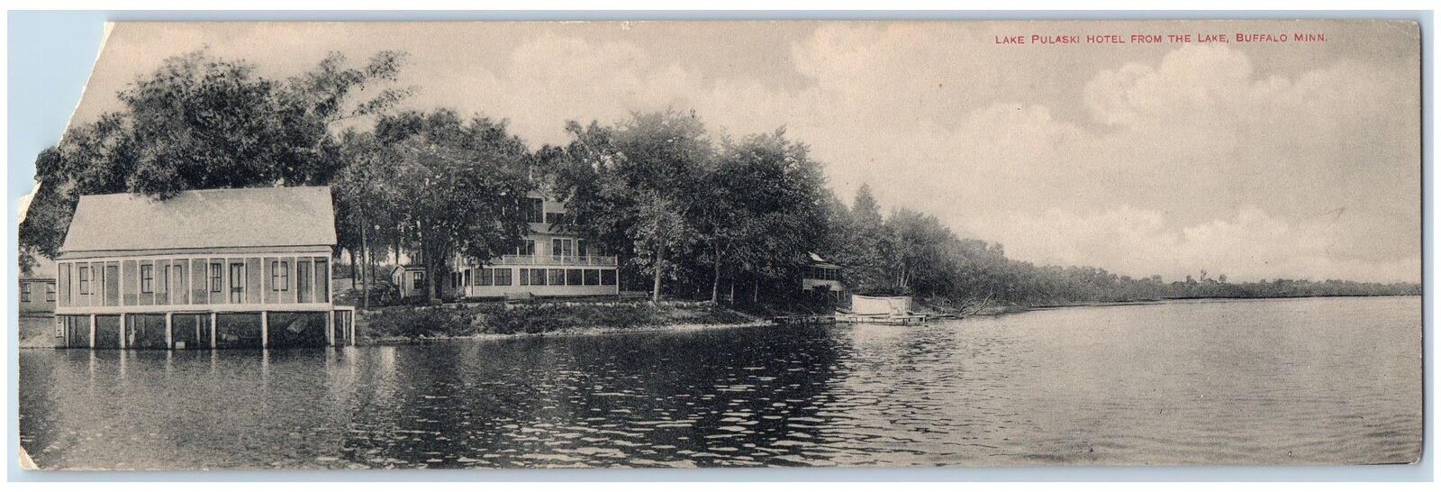 Buffalo Minnesota MN Postcard Oversized Lake Pulaski Hotel From The Lake c1910's