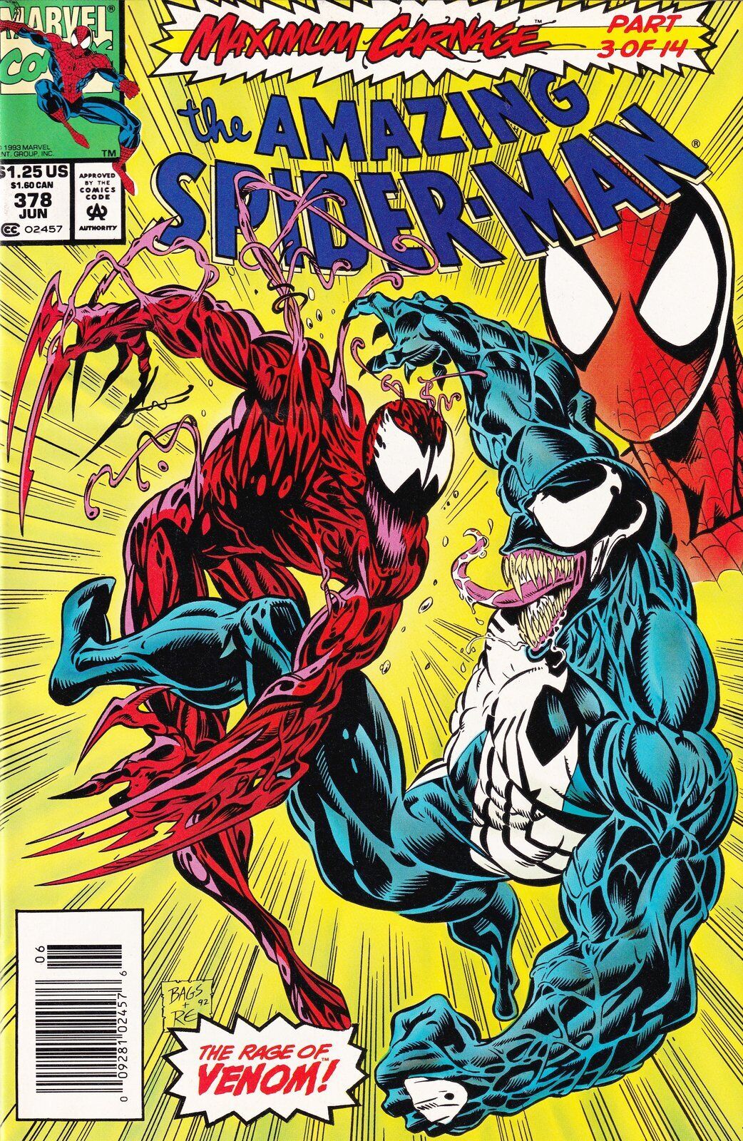 The Amazing Spider-Man #378 Newsstand Cover Marvel Comics