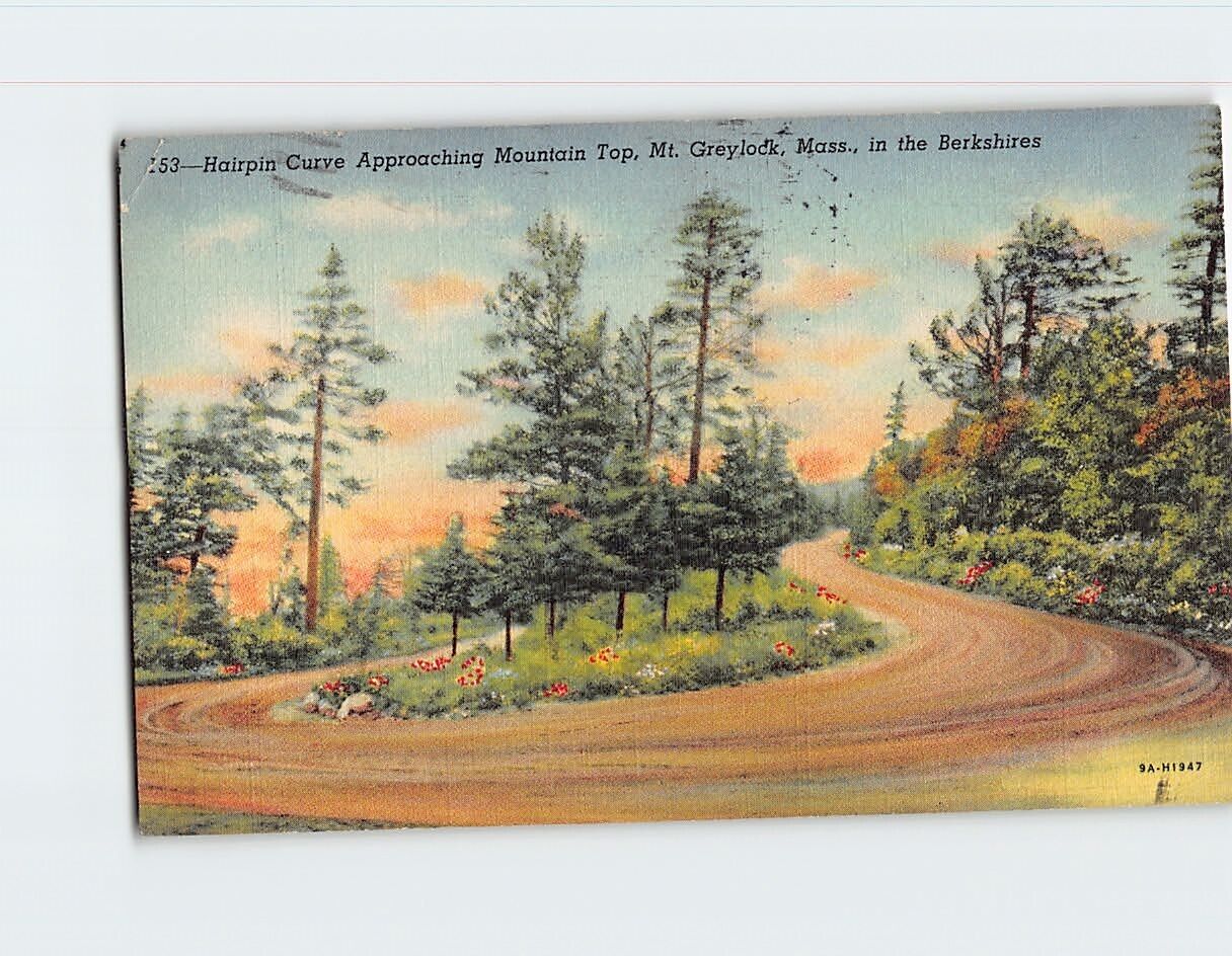 Postcard Hairpin Curve Approaching Mountain Top Mt. Greylock Massachusetts USA