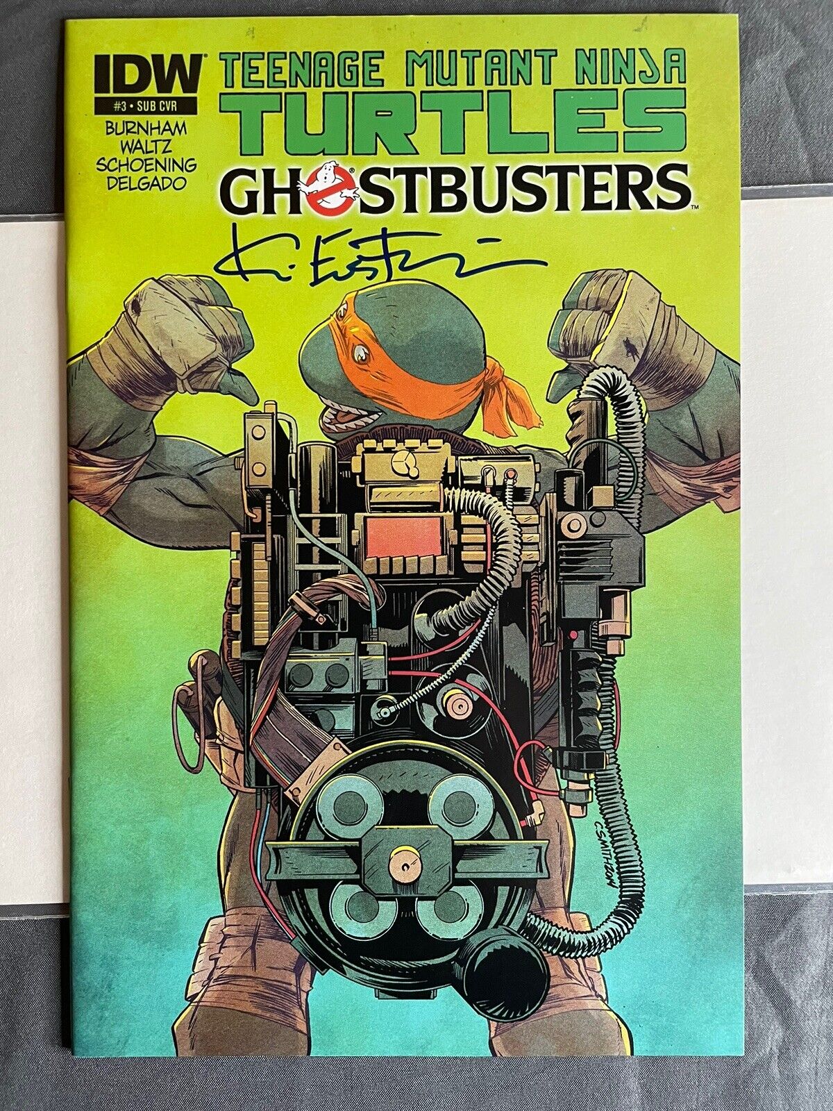 IDW TMNT Ghostbusters #3 HTF Sub. Signed By Kevin Eastman NH Mini-con 24 Auto