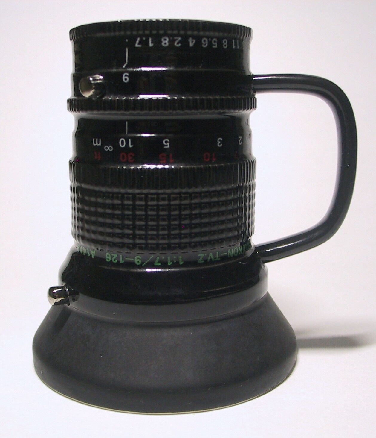 Vintage Fujinon TV Camera Lens Promotional Coffee Mug from early 1980s