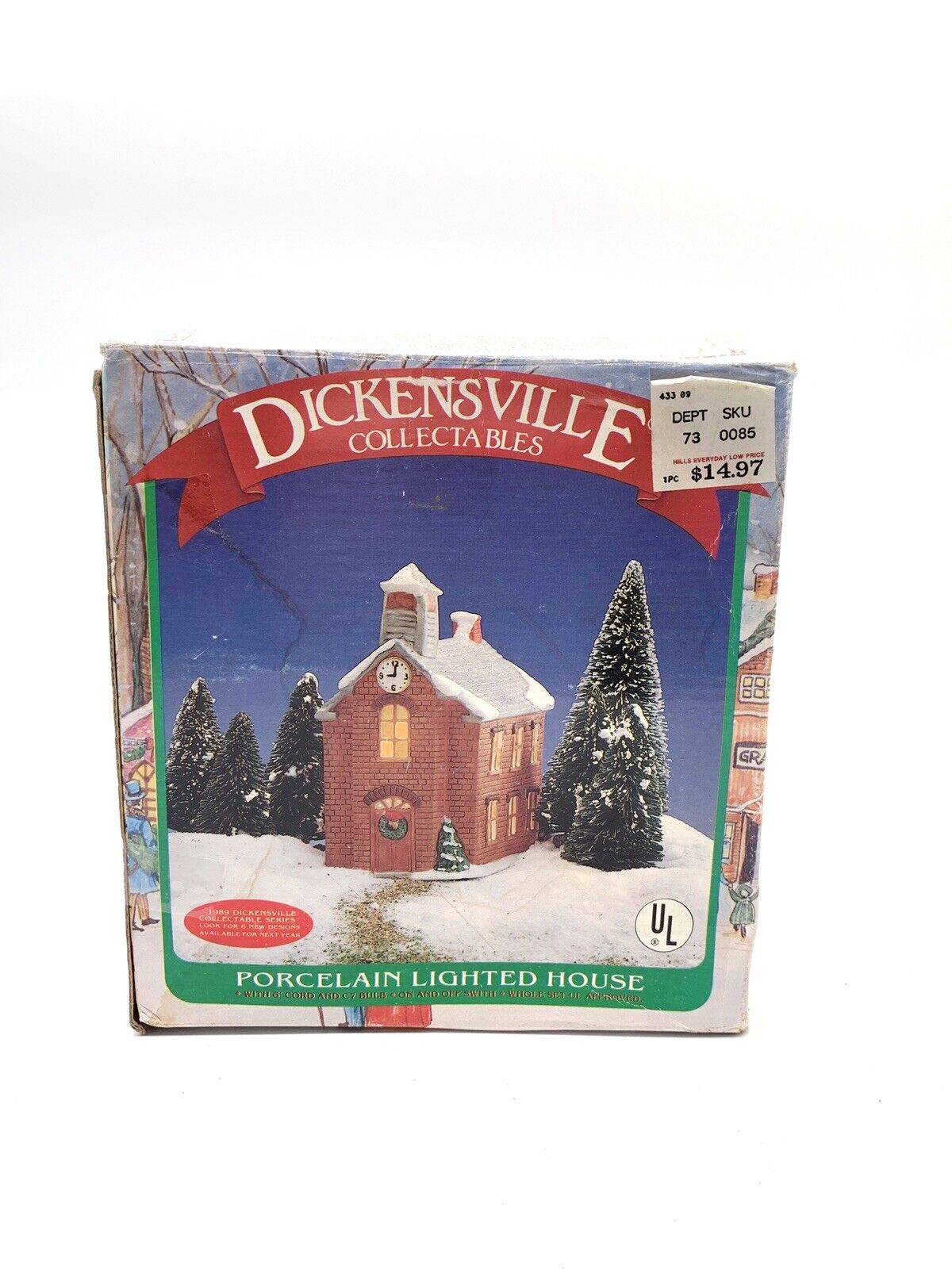 1989 Dickensville Porcelain Lighted Church Christmas Village Collectible