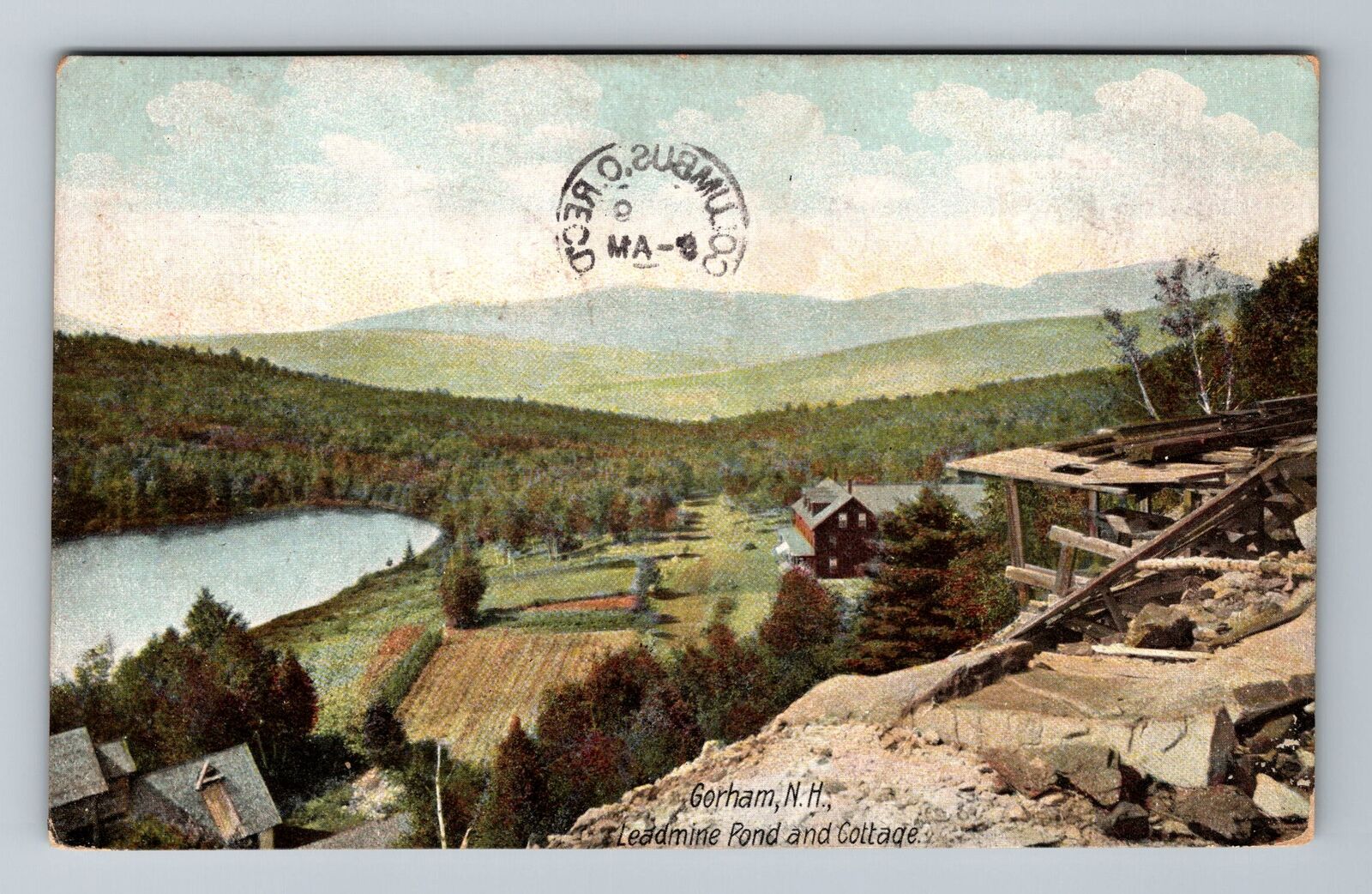 Gorham NH-New Hampshire, Leadmine Pond & Cottage Vintage c1907 Souvenir Postcard