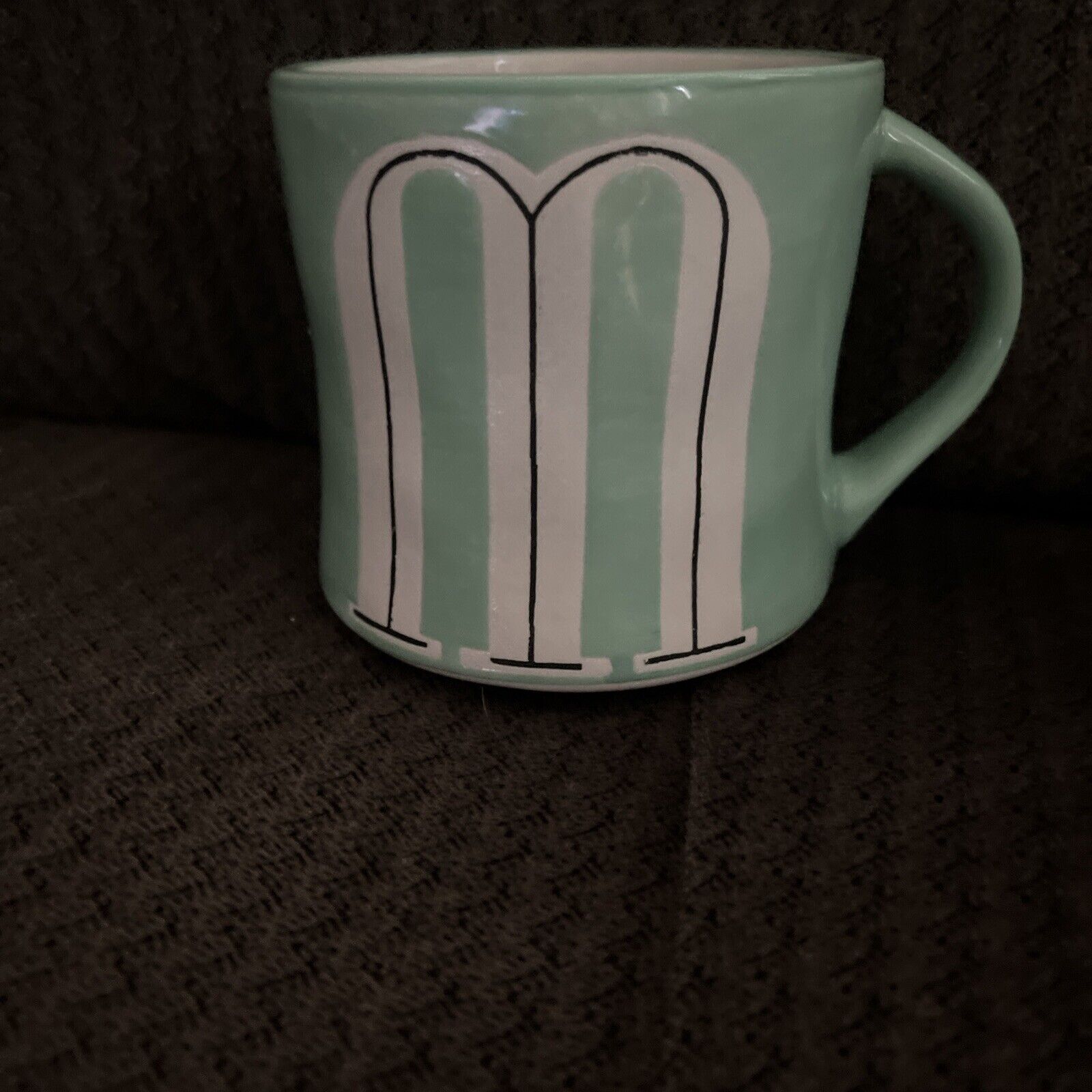Anthropologie M Monogram Coffee Tea Mug Mint Green Looks Brand New