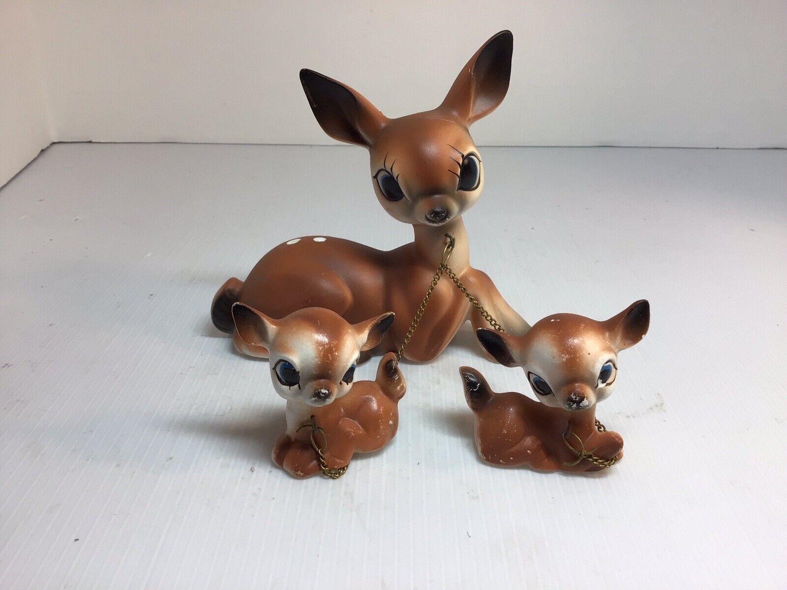 Vintage Anthropomorphic Ceramic Deer Fawn Japan Norleans Figurines Mom&Her Fawns