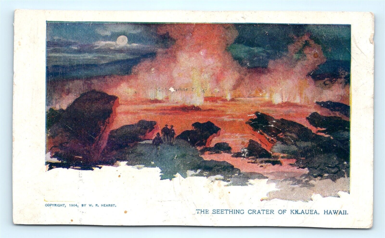 Postcard HI The Seething Crater of Kilauea Volcano Lava 1904 William Hearst L08