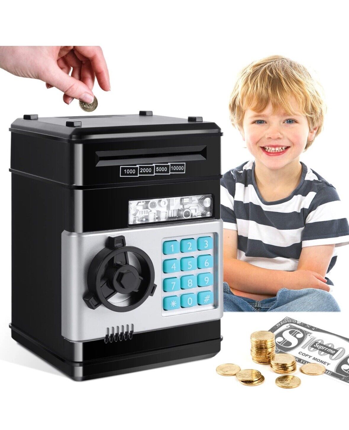  Digital Electronic Money Bank, Mini ATM Cash Coin Saving Can Toys