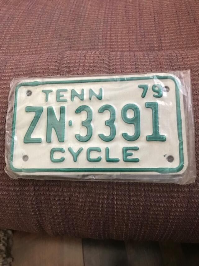 Vintage Tennessee Original Motorcycle License Plate 1979 New in original plastic