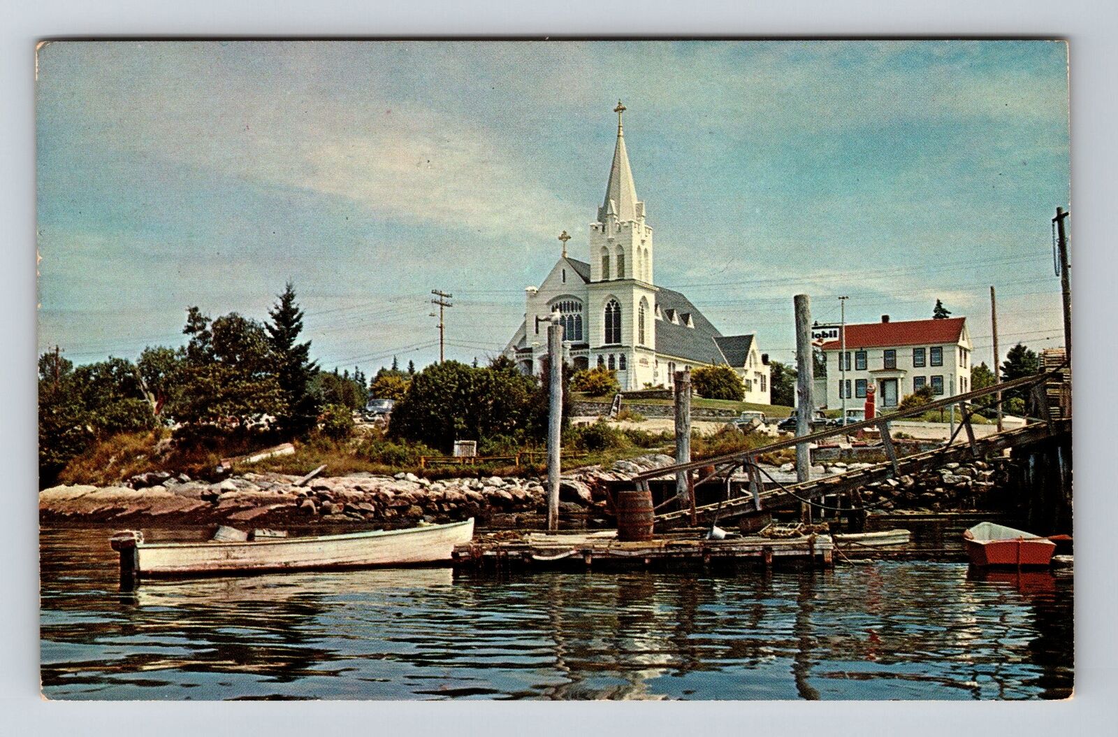 Boothbay Harbor ME-Maine Waterfront Catholic Church c1971 Vintage Postcard