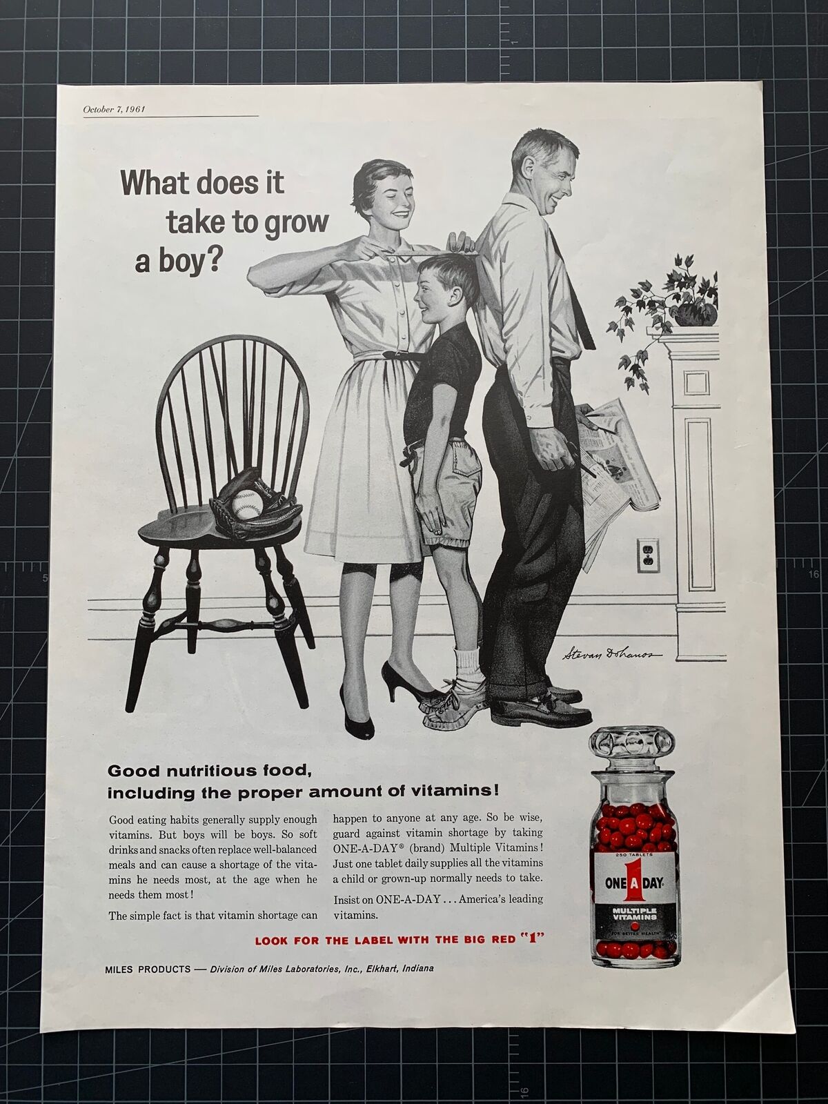 Vintage 1961 One-A-Day Vitamins Print Ad
