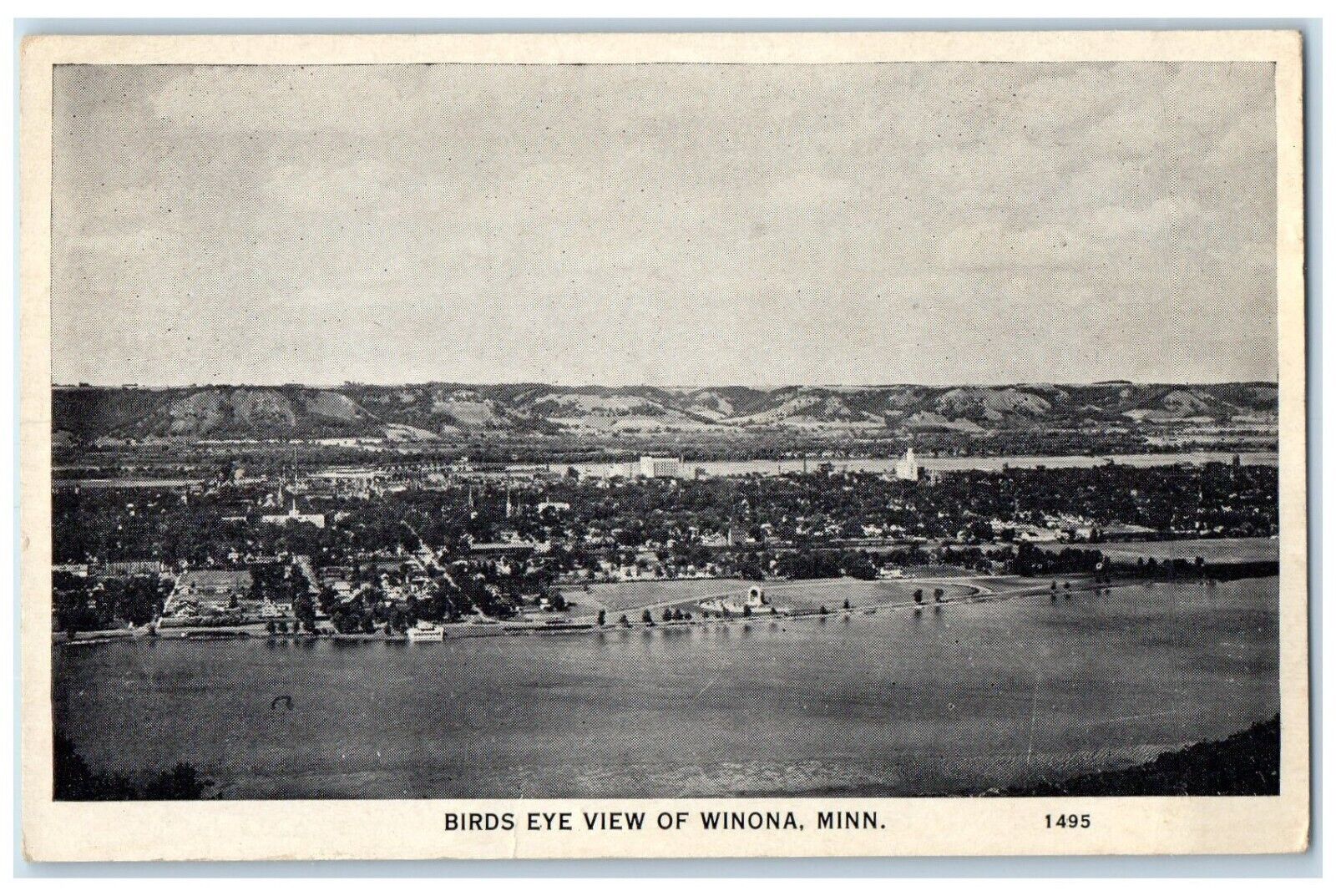 c1940 Birds Eye View Exterior Building River Lake Winona Minnesota MN Postcard