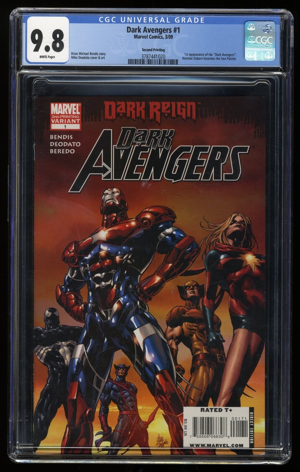 Dark Avengers #1 CGC NM/M 9.8 White Pages 1st Appearance Iron Patriot