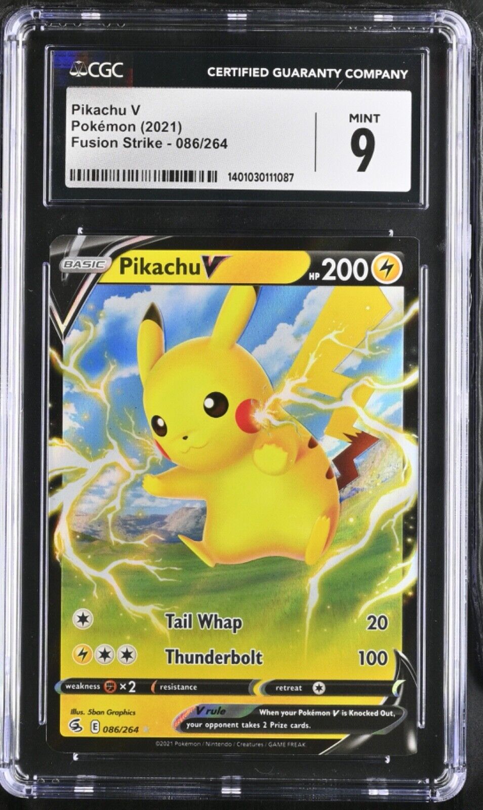 Pokemon Card Pikachu V 086/264 ERROR MISCUT CGC Graded Mint 9