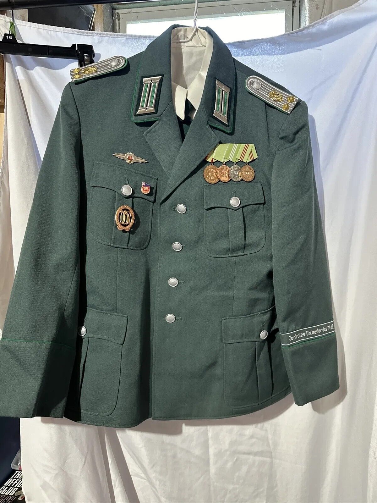 RARE East German Military Music Service Lieutenants Officer Uniform w/ Badges