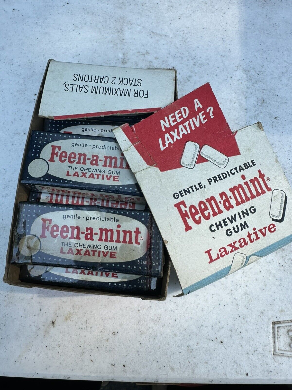 Vintage FEEN-A-MINT Chewing Gum Laxative Original 10 Packs NOS Circa 1937